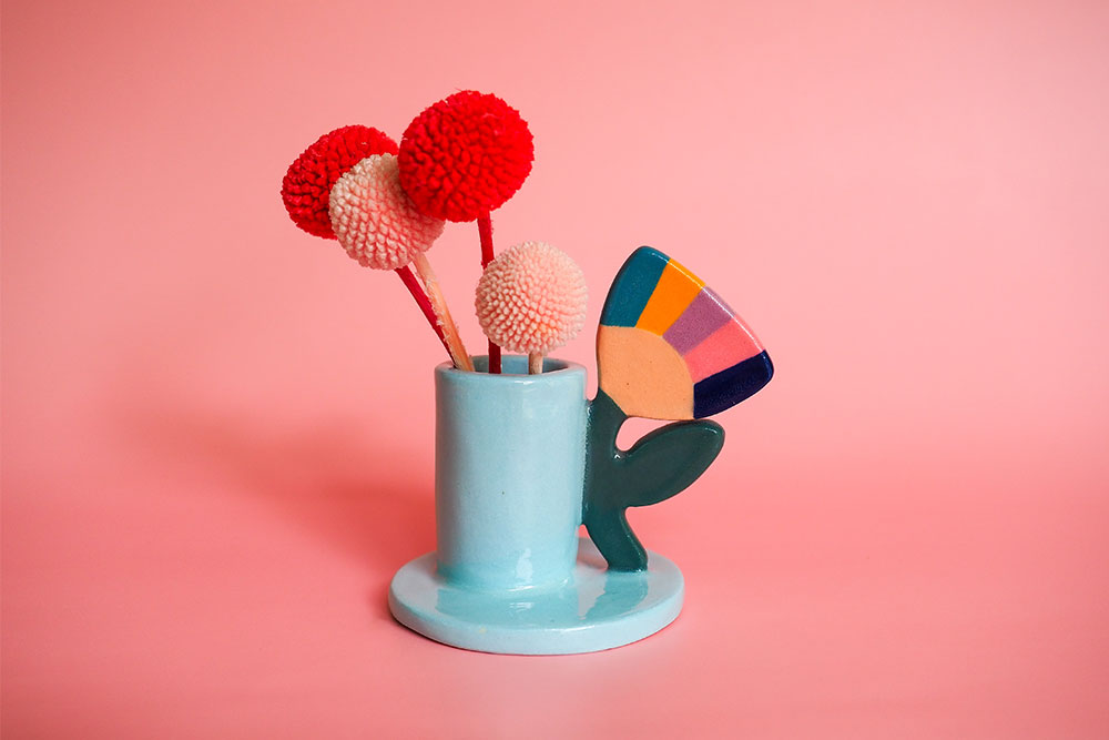 Abstract Floral Candlestick Holder