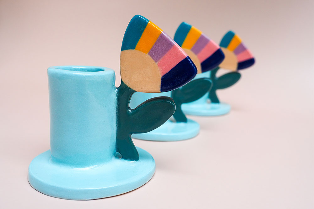 Abstract Floral Candlestick Holder