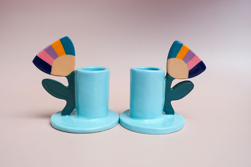 Abstract Floral Candlestick Holder