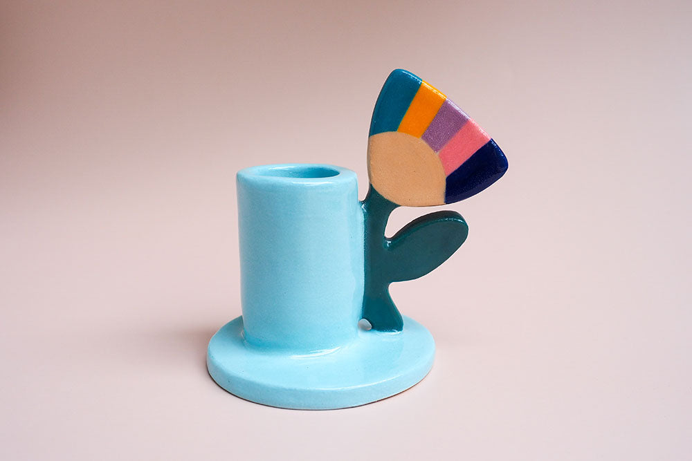 Abstract Floral Candlestick Holder