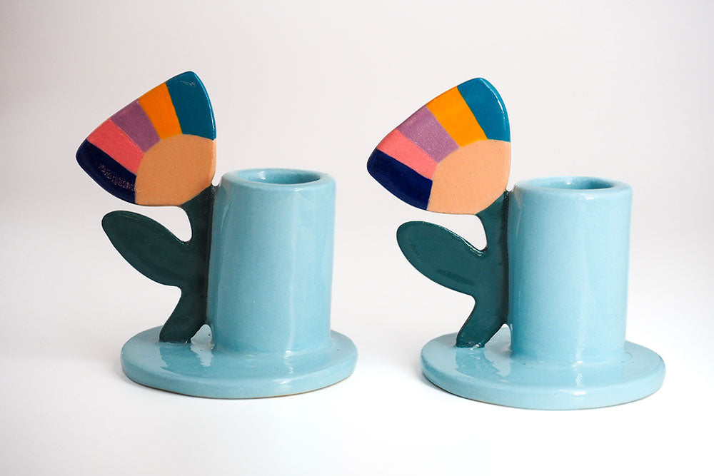 Abstract Floral Candlestick Holder