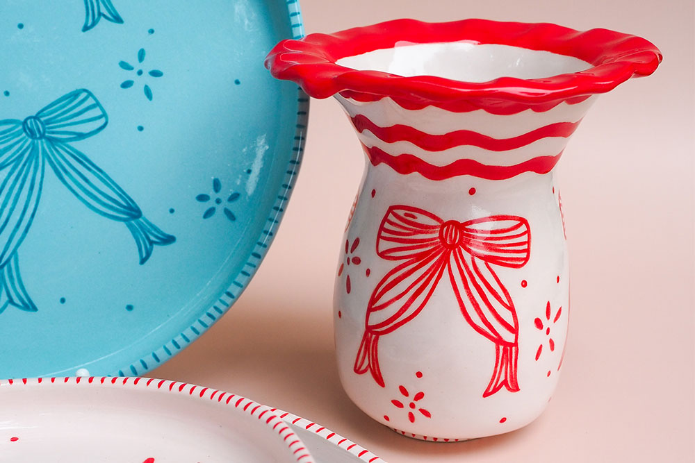 SECONDS SALE - Darling Bows Fluted Vase