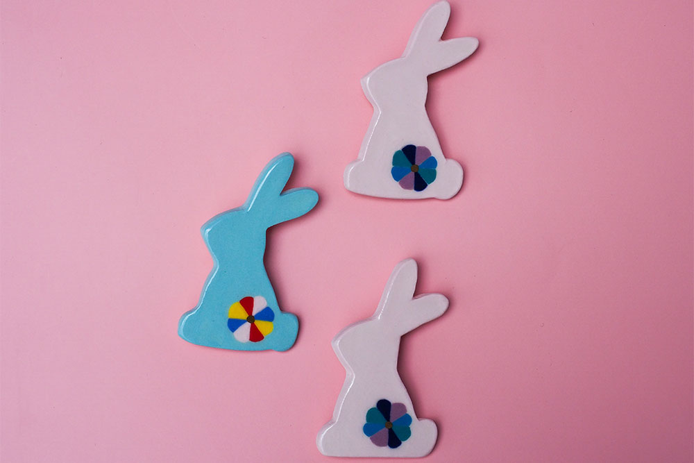 Bunny Brooch - Floral Pinwheel