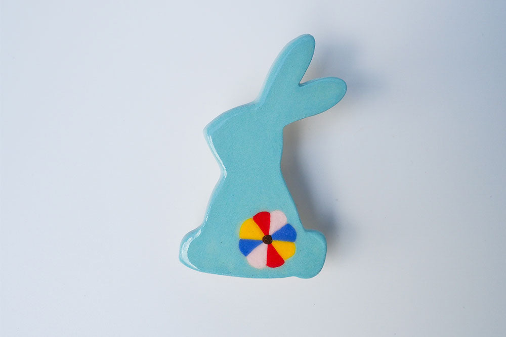 Bunny Brooch - Floral Pinwheel
