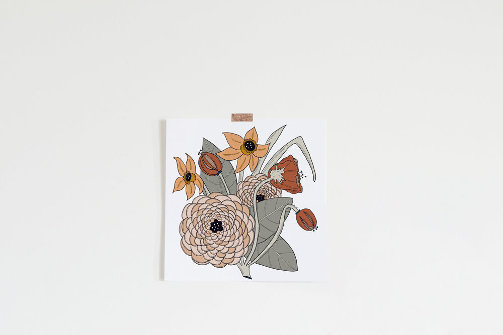 Warm Florals Art Print