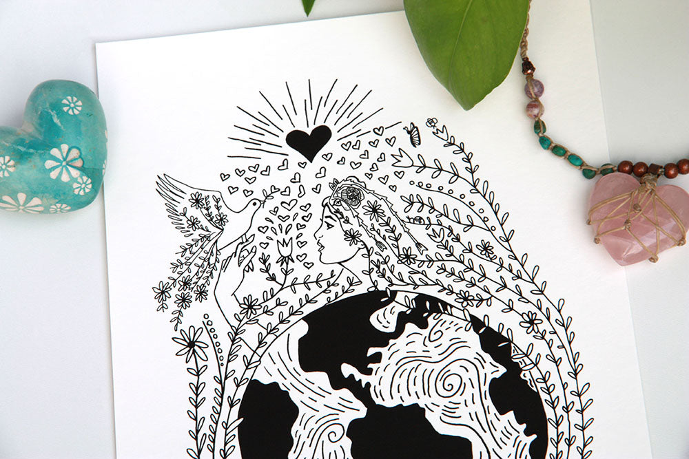 Send Love to Earth Art Print - Kathy Gardiner