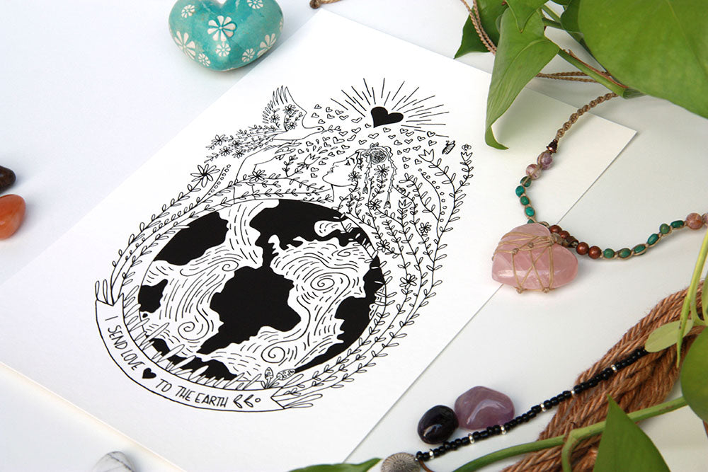 Send Love to Earth Art Print - Kathy Gardiner