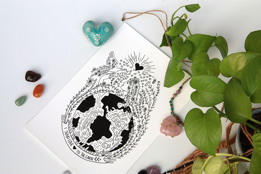 Send Love to Earth Art Print - Kathy Gardiner