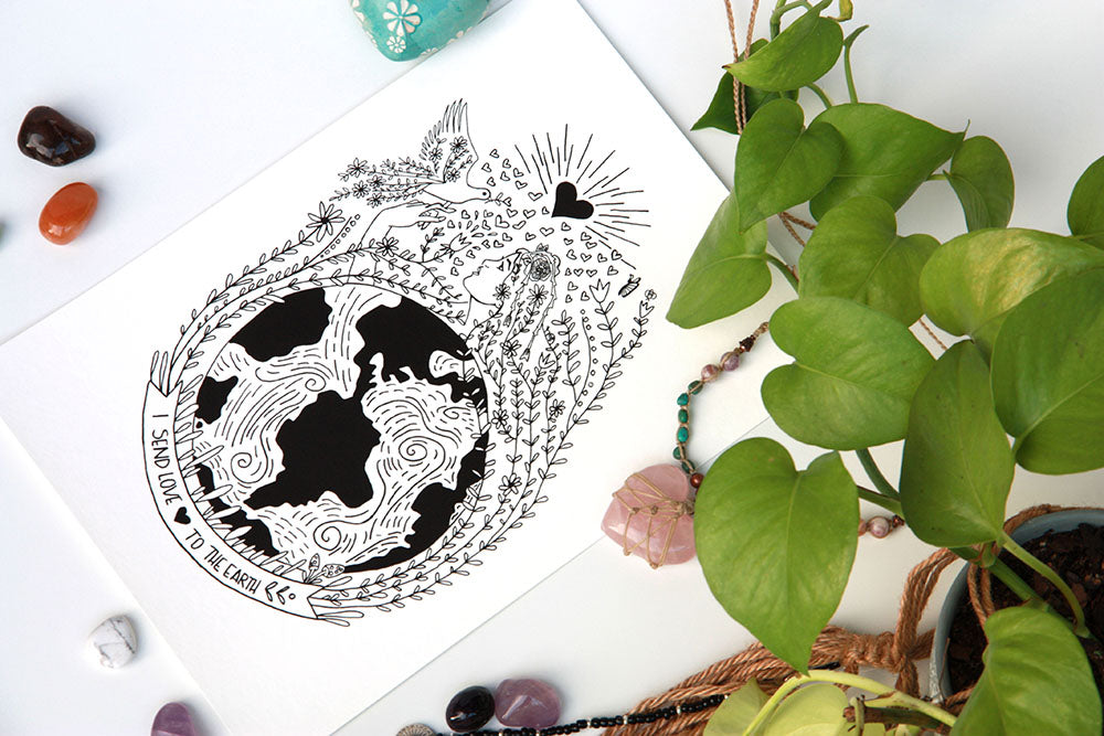 Send Love to Earth Art Print - Kathy Gardiner