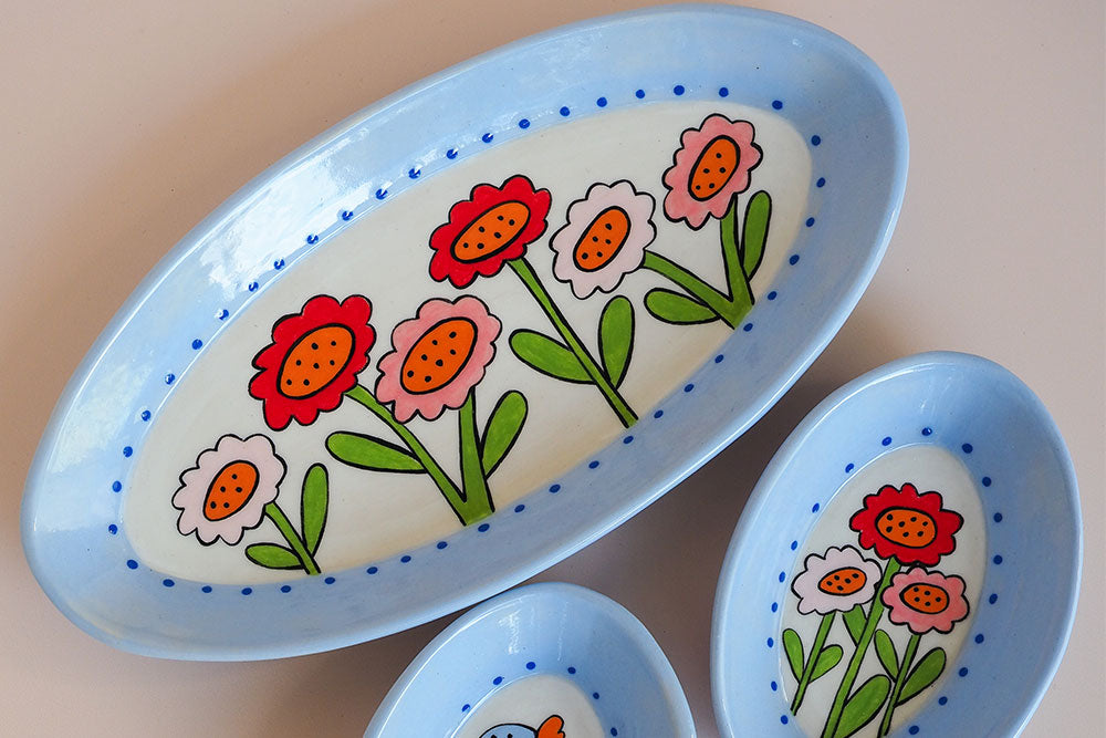 Garden Floral Oval Dish - Medium